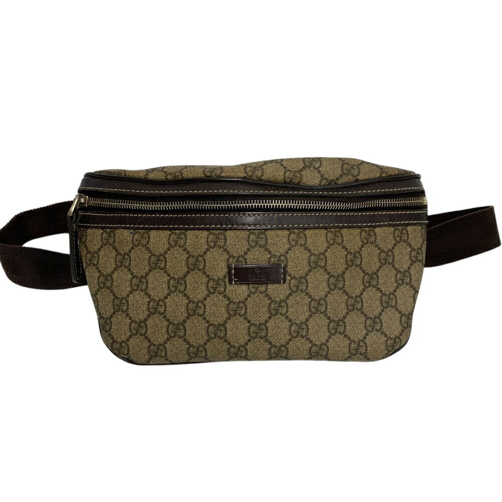 GUCCI Waist Clutch GG Stream Body Bum Crossbody Belt Bag Handbag Shoulder Brown